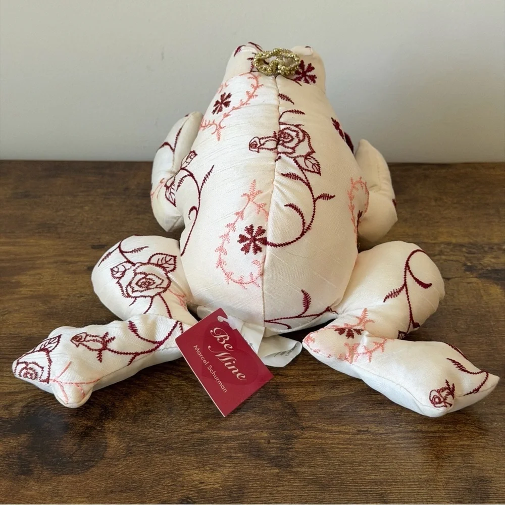 Vintage Marcel Shurman Frog Prince Plush Embroidered with Velvet Heart